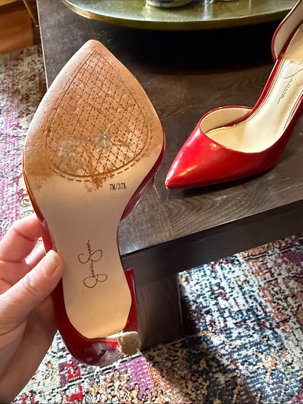 Jessica Simpson Red Patent Pointed-Toe Stiletto Pumps - Picture 11 of 12